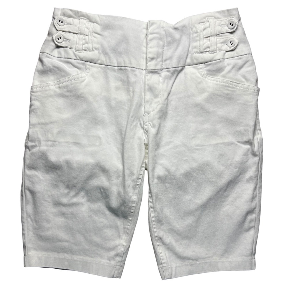 One 5 One White High Rise Double Button Bermuda Shorts Size‎ 12 Medium Preppy